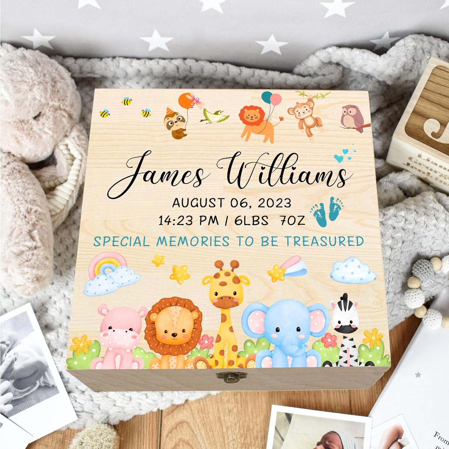 Personalized Baby Memory Box with Name and Birth Details