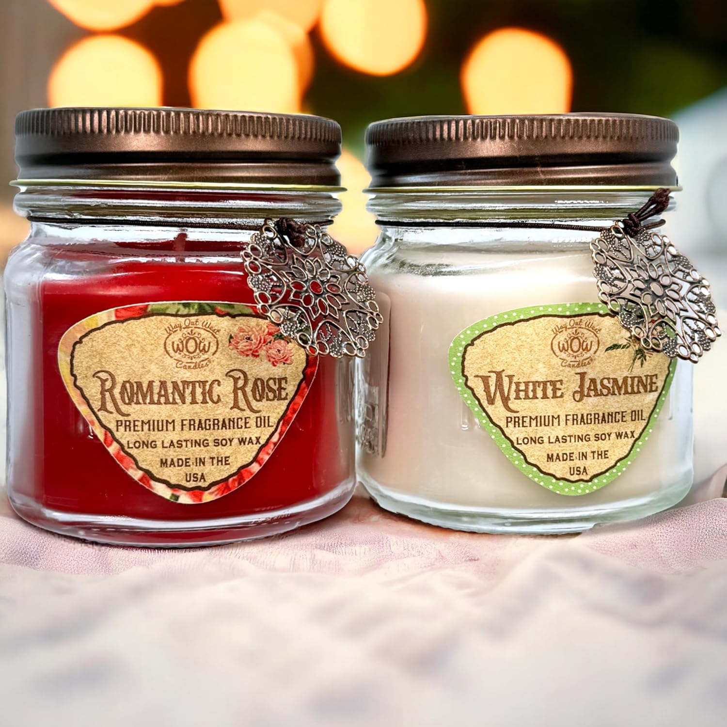 Way Out West Candles Romantic Rose White Jasmine Set