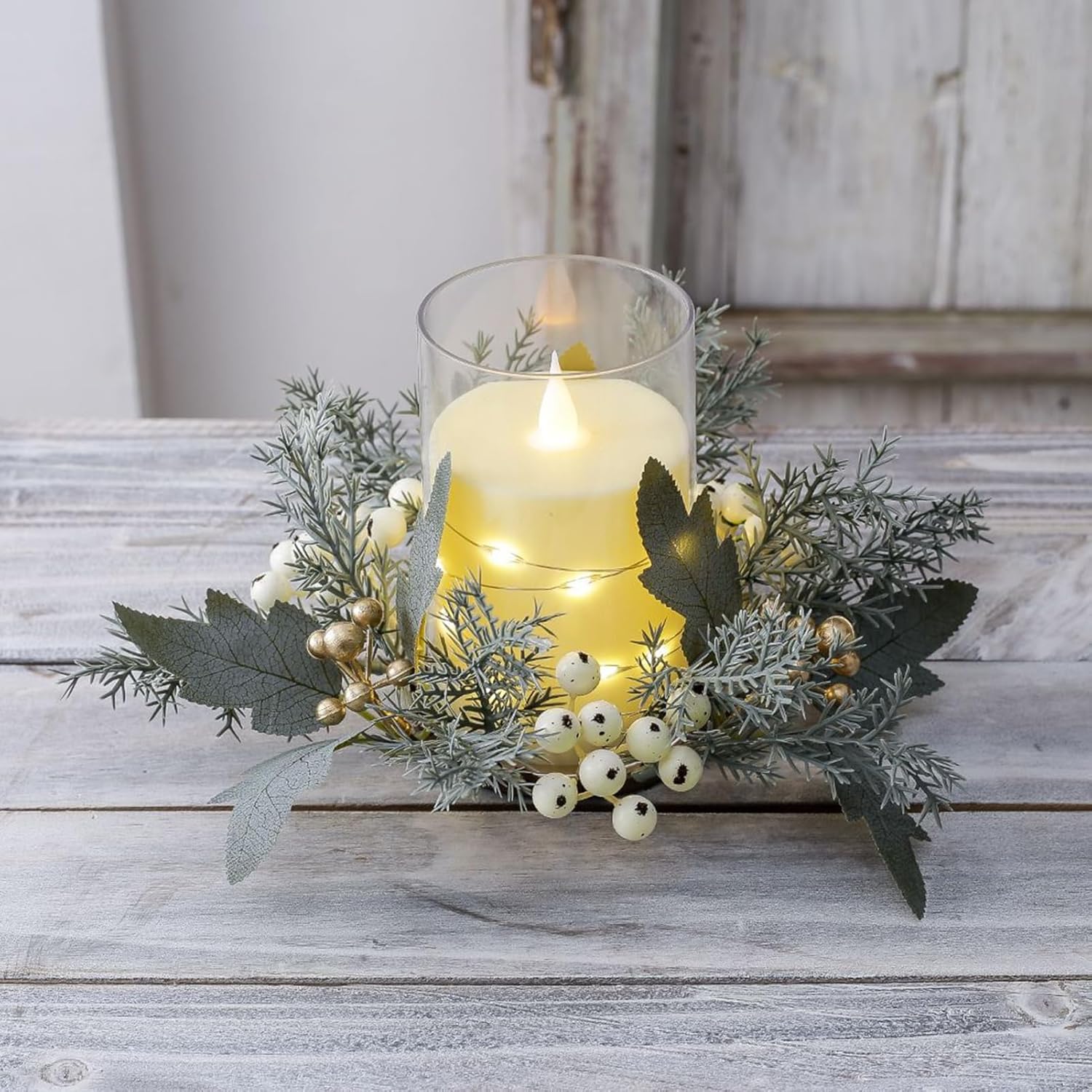 Adjustable Height Candle Ring with Maple Leaf and Floral Design