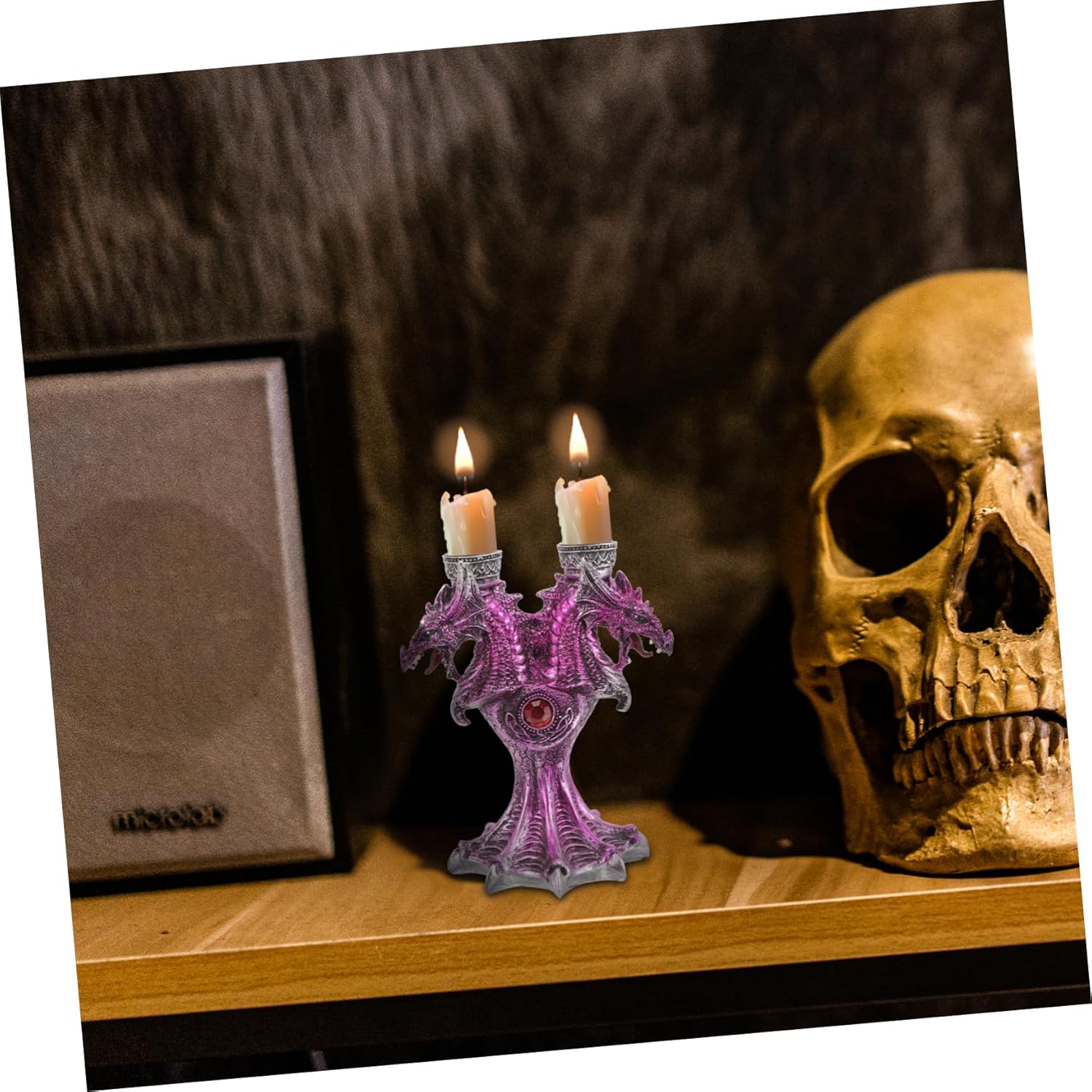 Cabilock Halloween Dragon Candle Holder Resin Reusable