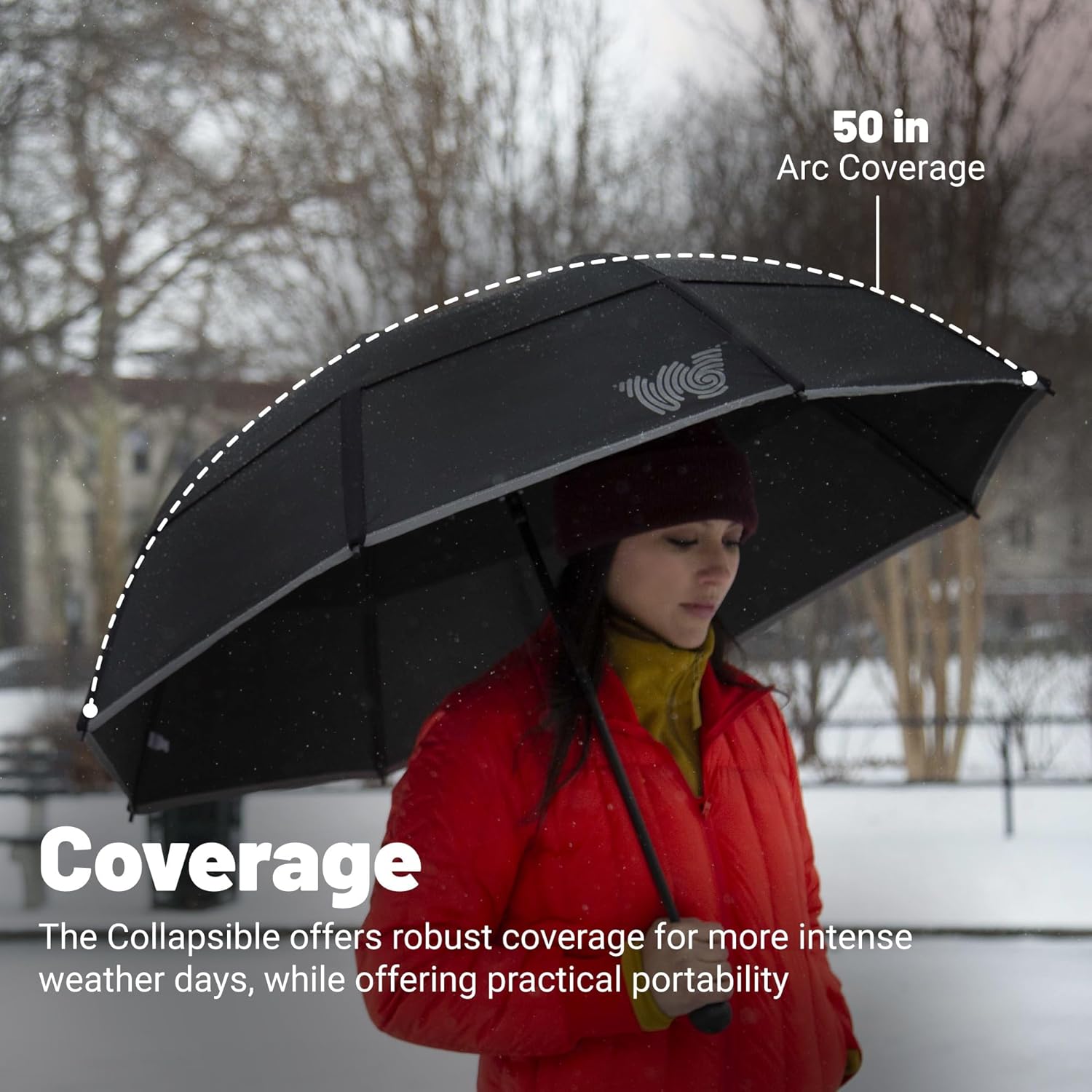 Weatherman Collapsible Windproof Travel Umbrella - 55 MPH Resistant Navy Blue