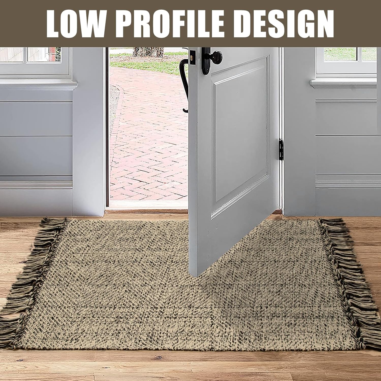 Collive Small Bathroom Rug 2x3 Reversible Cotton Entryway Mat