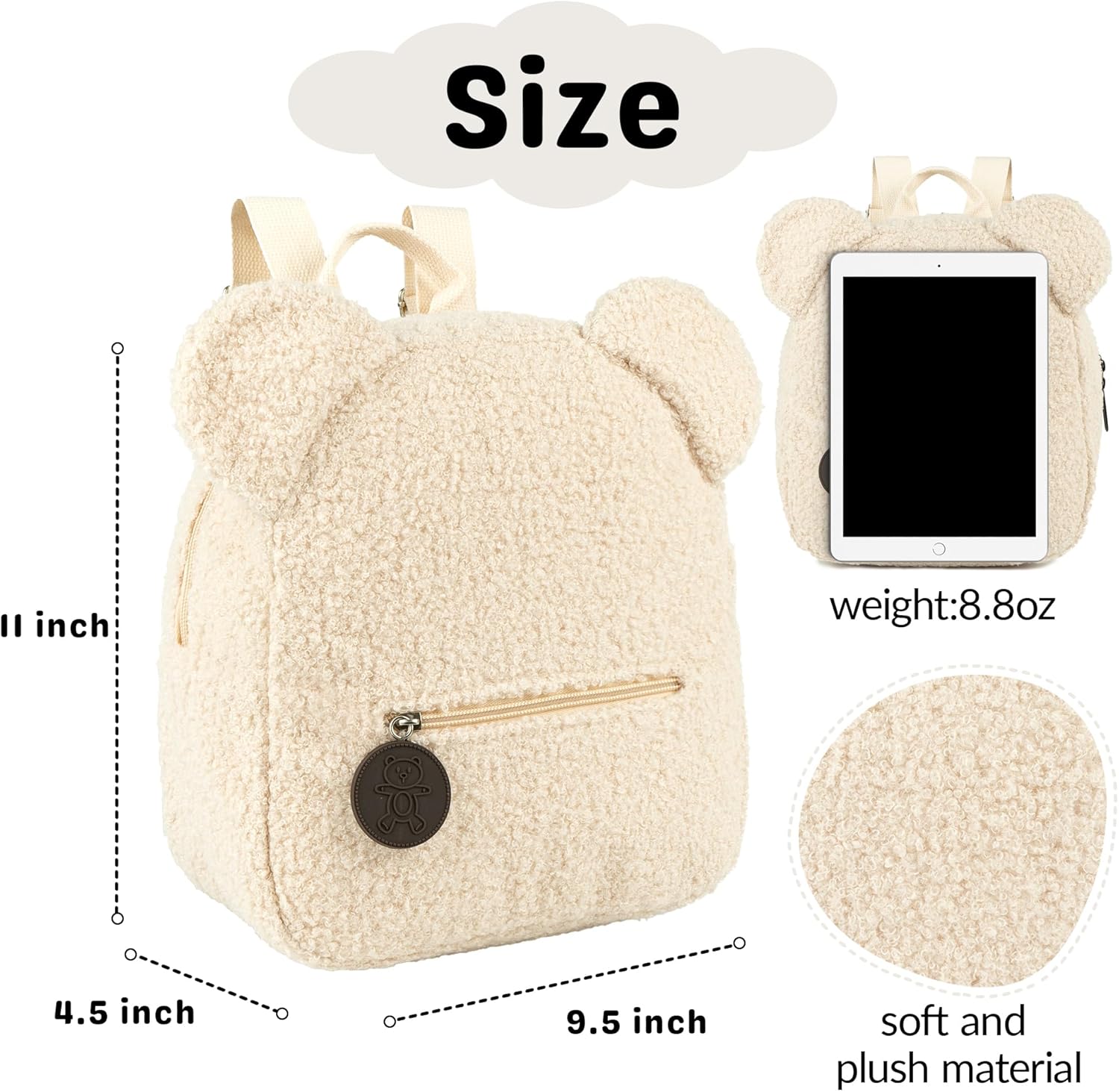 MT WORLD Plush Teddy Bear Backpack for Kids 1