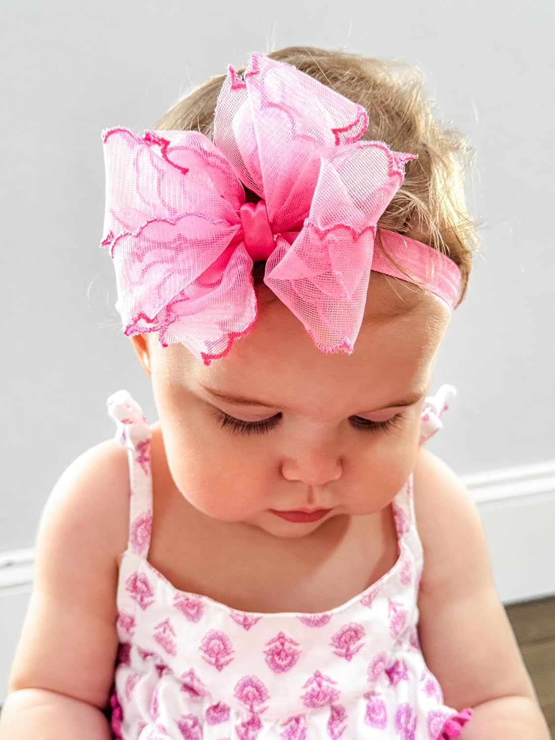 Wee Ones Hot Pink Double Organza Hair Bow for Girls
