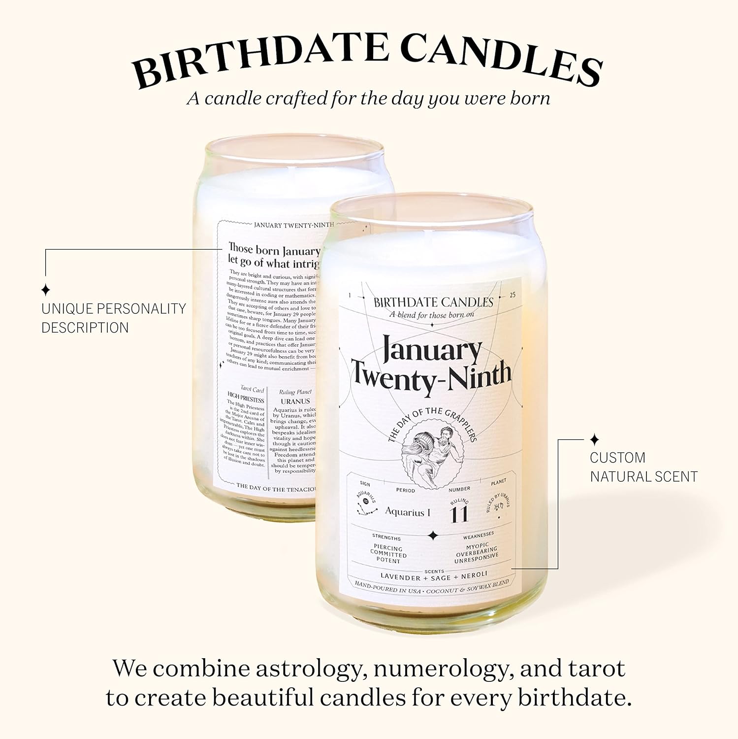 July 17 Cancer Birthday Candle - Rose Chamomile Ylang Ylang Scent 1
