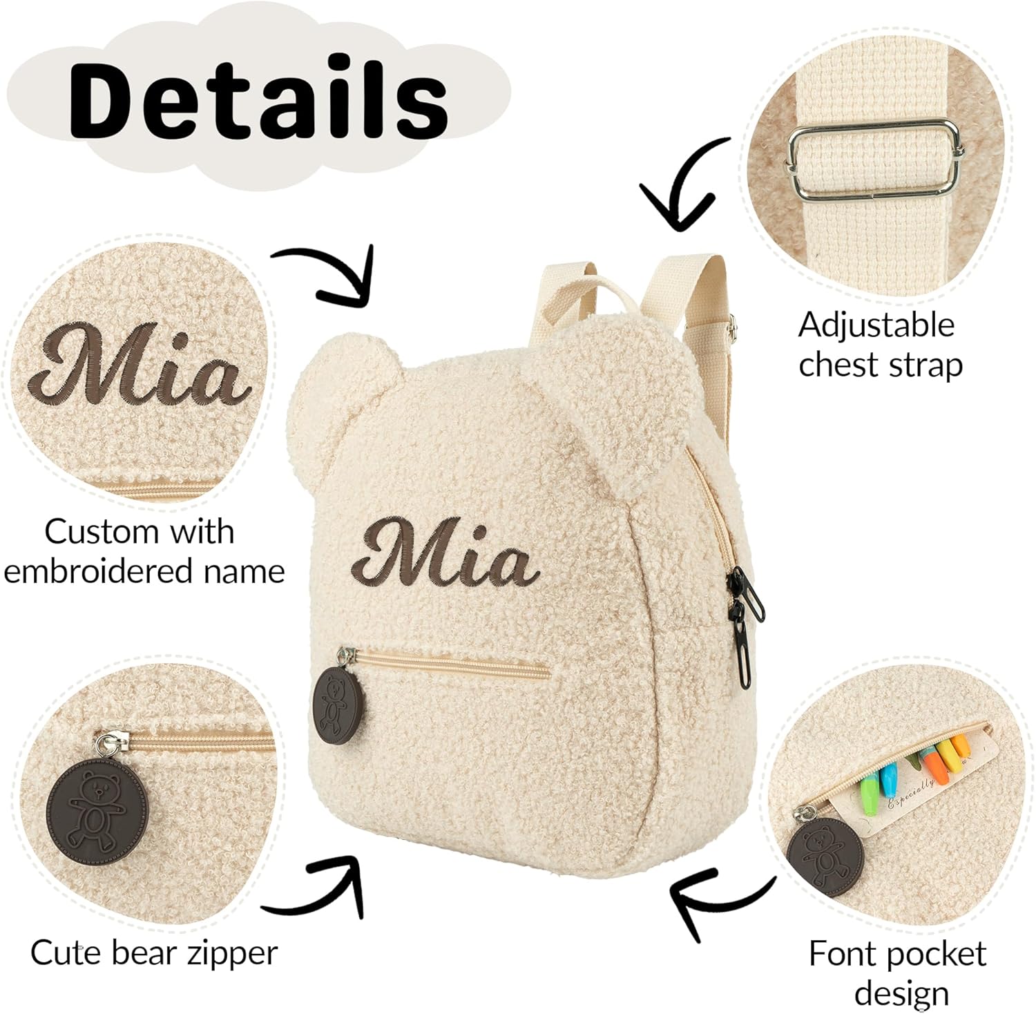 MT WORLD Plush Teddy Bear Backpack for Kids 1