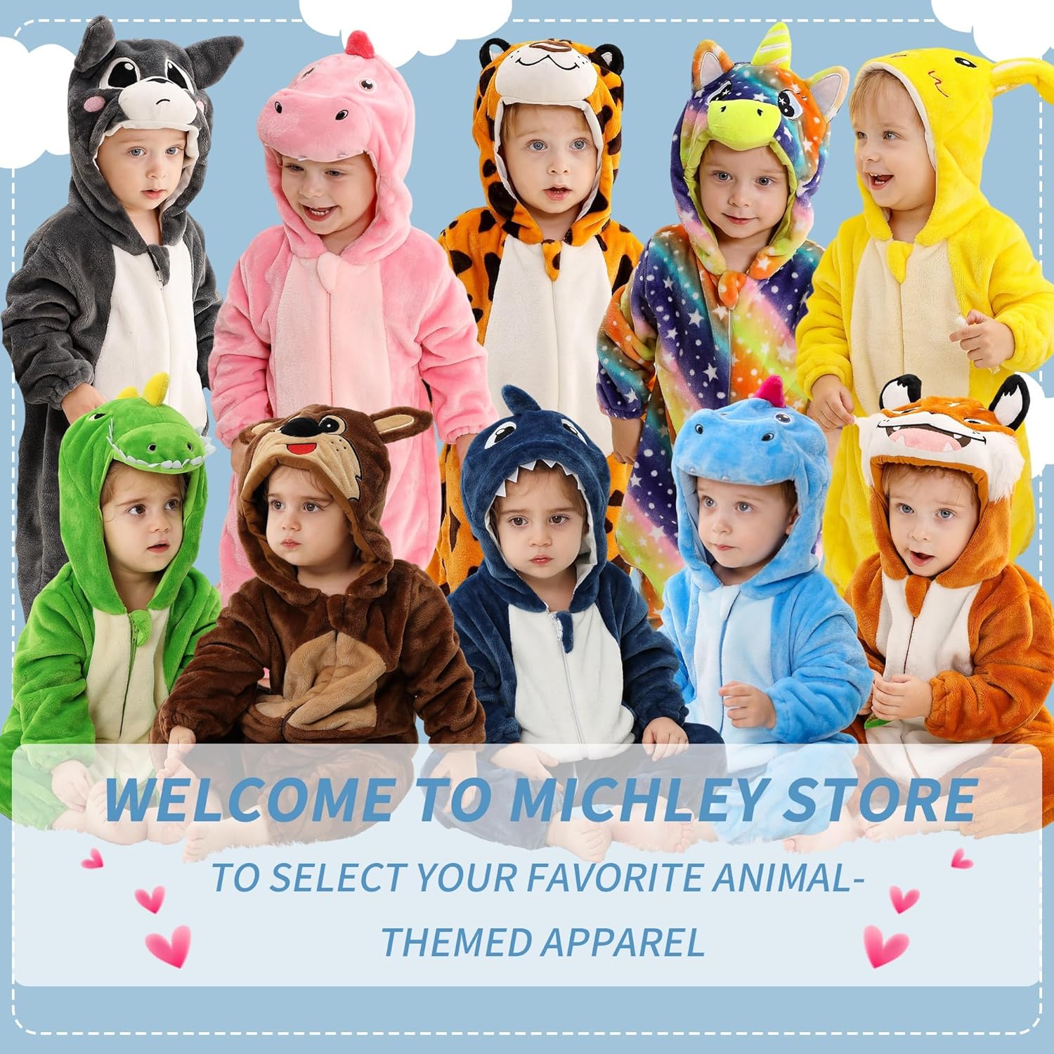 MICHLEY Baby Hooded Romper Animal Costume for Halloween 2-36 Months