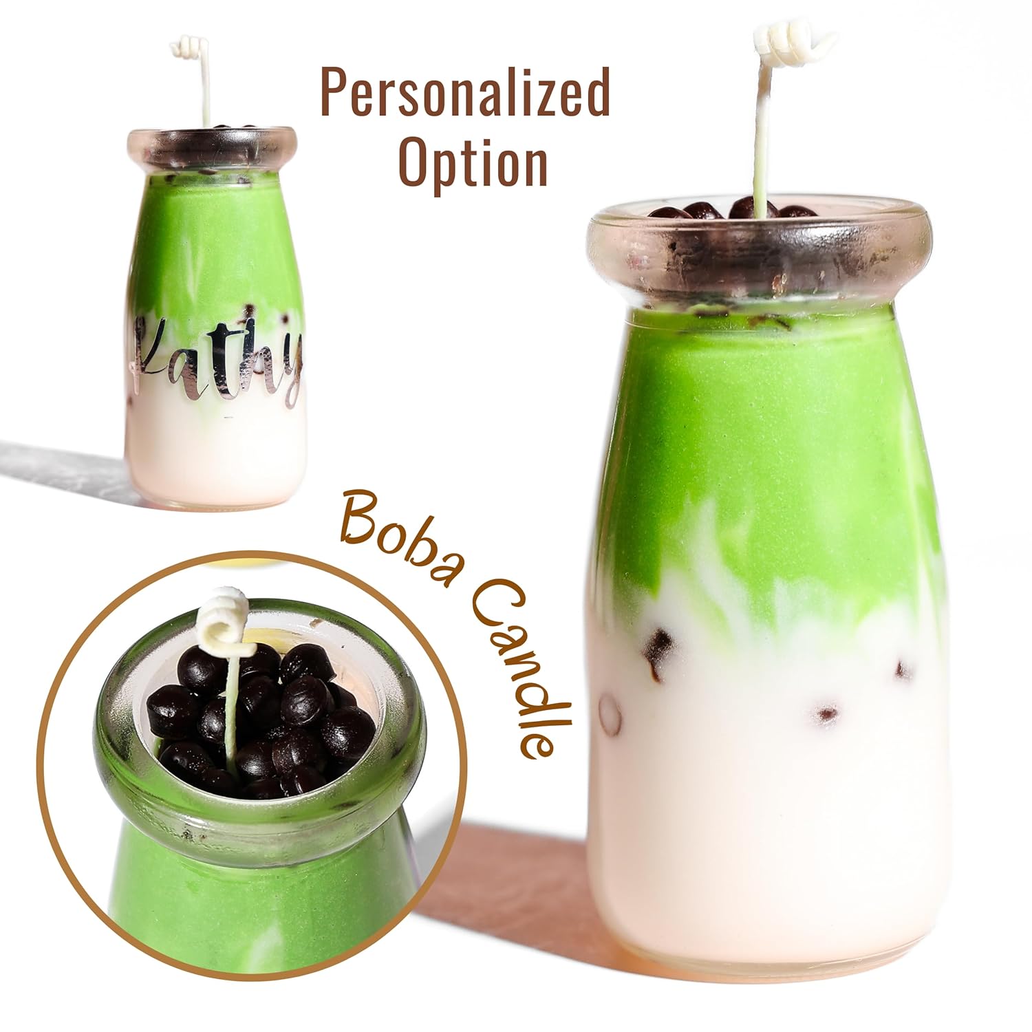 UPFLICK Matcha Honeydew Boba Candle Gift 1
