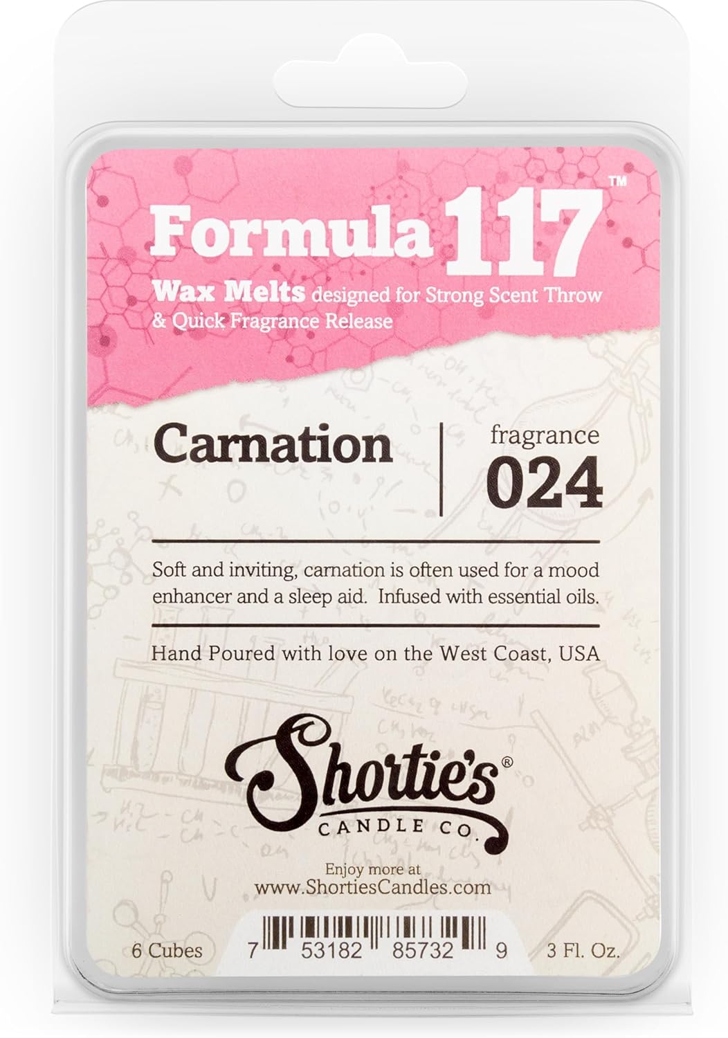Shorties Candle Company Pure Carnation Wax Melts - 3 Oz Bar 1