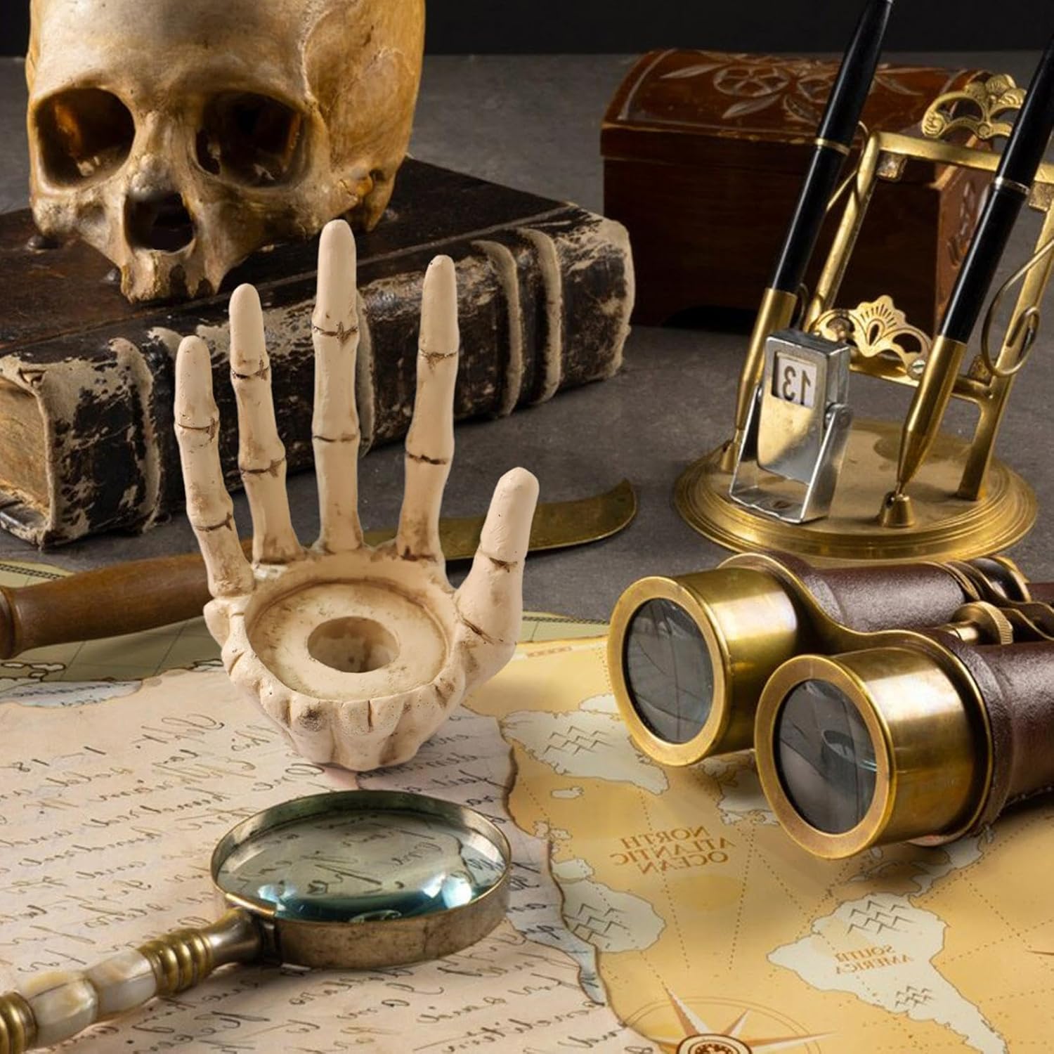 Halloween Skeleton Hand Candle Holder Resin Decor