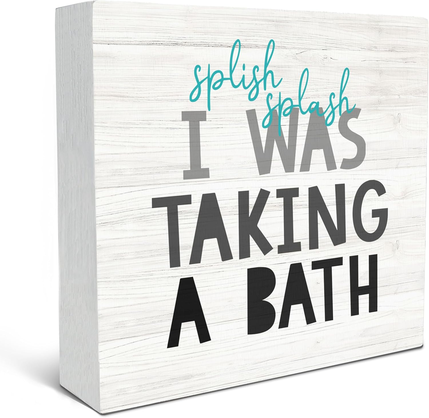 SRADMO Splish Splash Bathroom Wood Box Sign Decor
