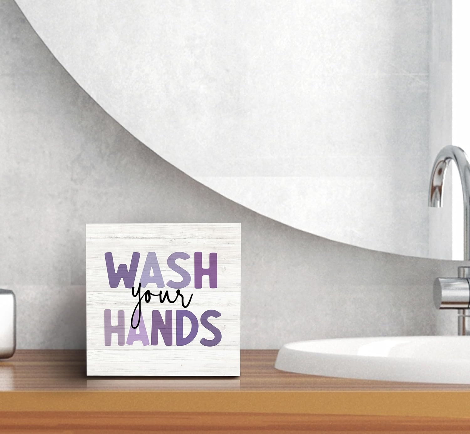 SRADMO Kids Wash Hands Wooden Box Sign