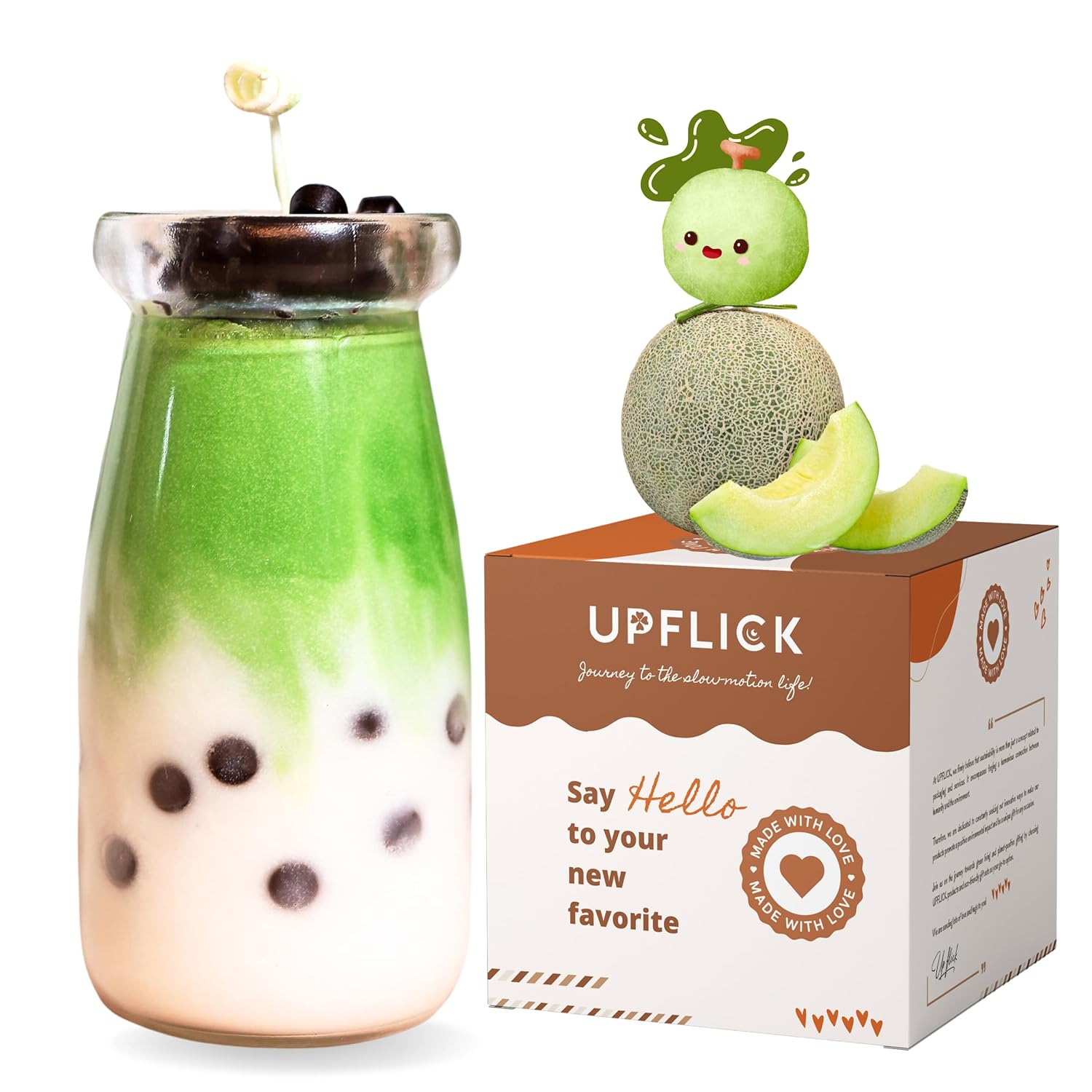 UPFLICK Matcha Honeydew Boba Candle Gift 1
