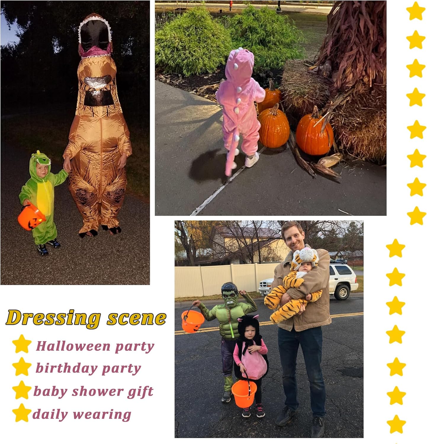 TONWHAR Baby Tiger Dinosaur Costume Hooded Romper for Kids