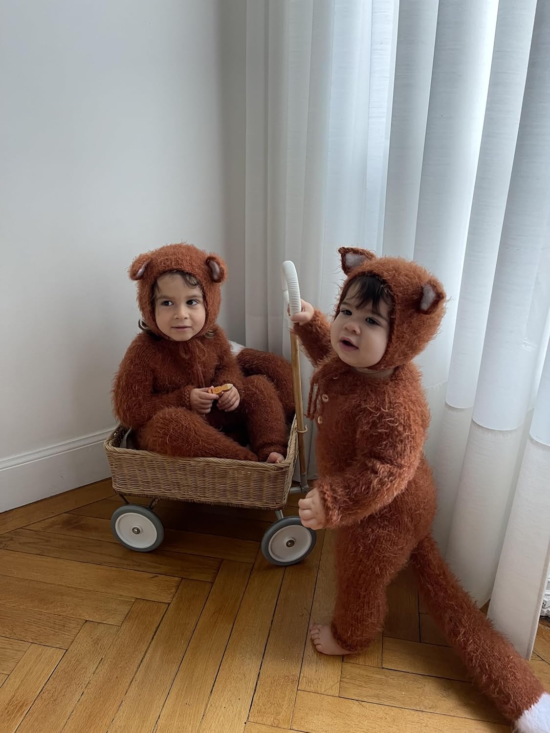Handmade Baby Fox Costume Set with Sleeper and Tail