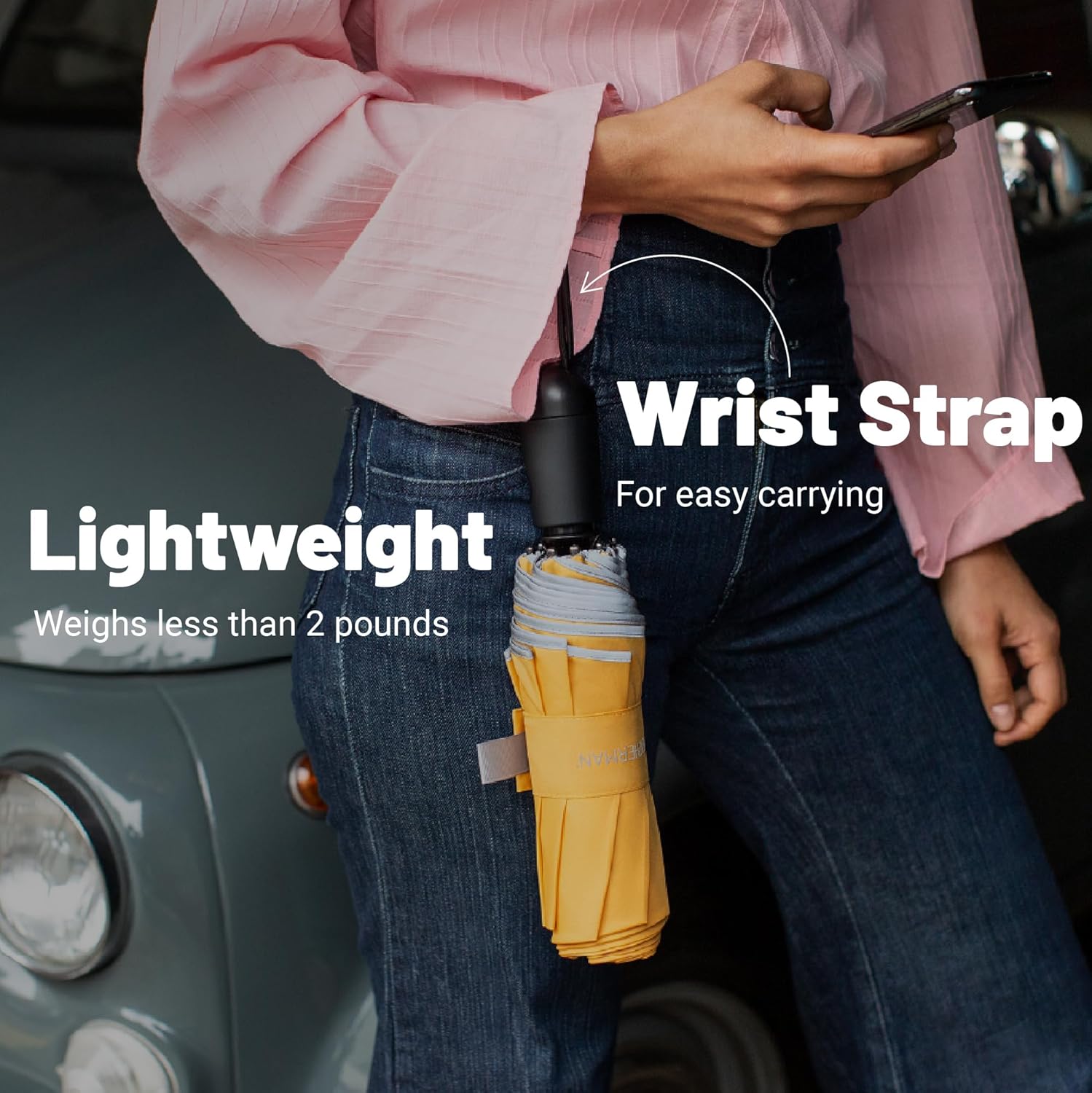 Weatherman Mini Umbrella - Windproof 45 MPH Compact Travel