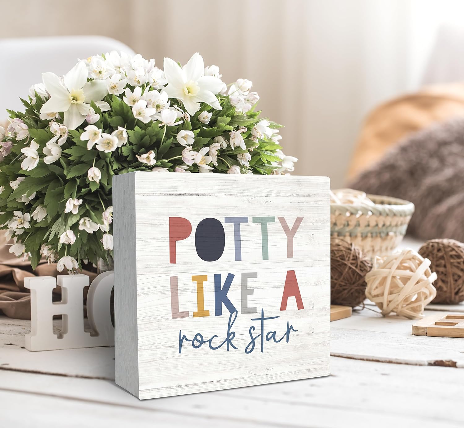SRADMO Funny Kids Potty Sign Rock Star Wood Box Decor