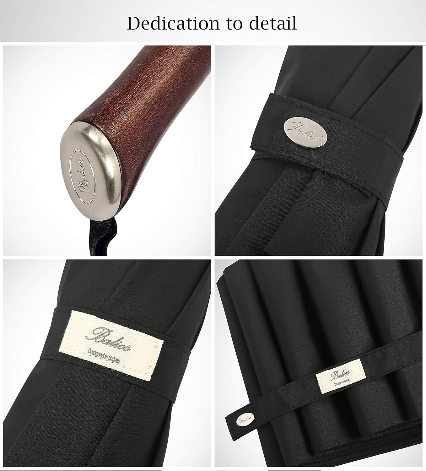 Balios Travel Umbrella Golden Hardwood Handle Auto Open Close 1