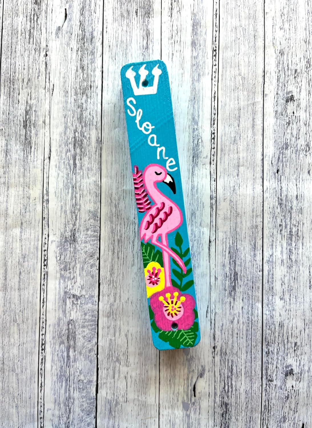 Lea Joelle Flamingo Mezuzah with Name 1