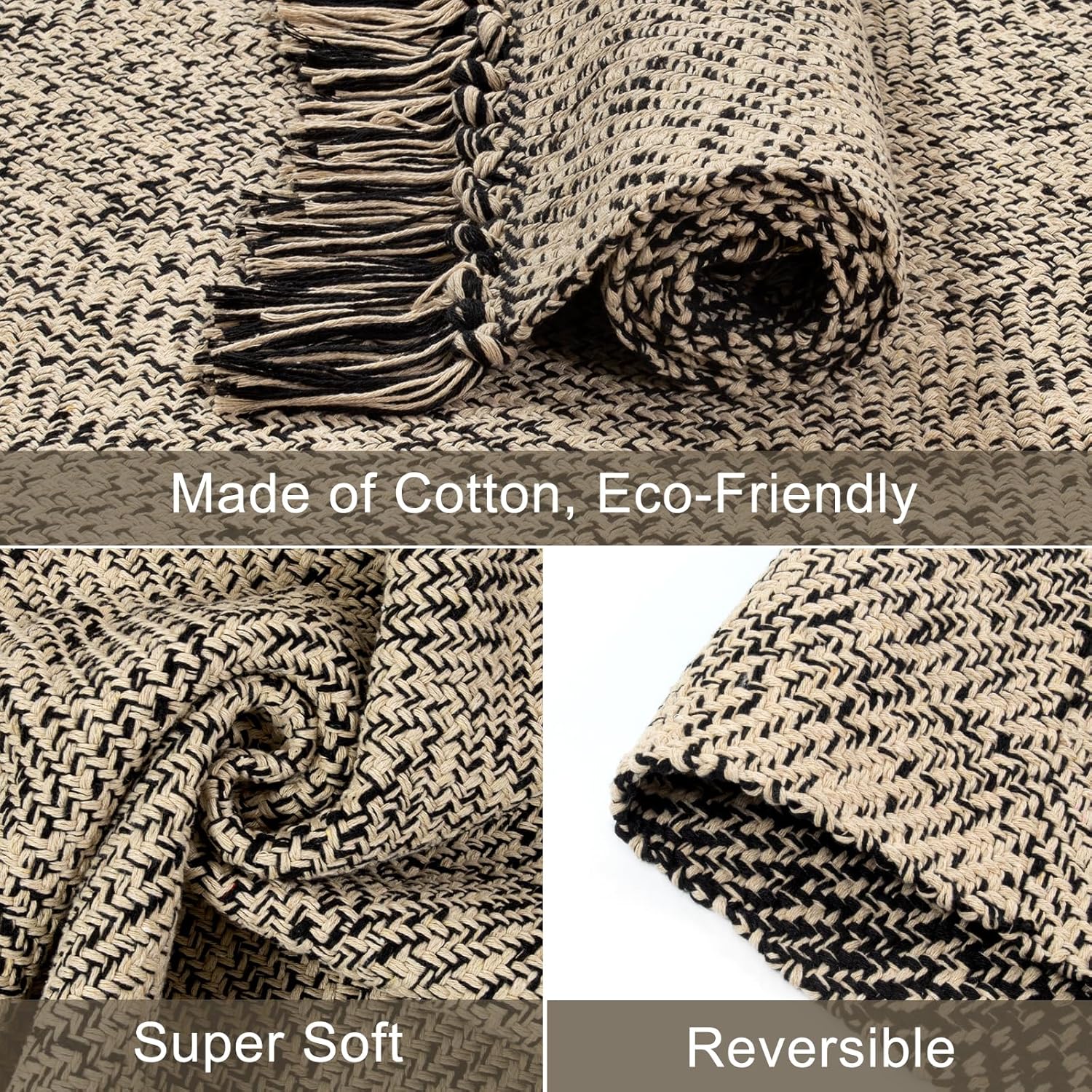Collive Small Bathroom Rug 2x3 Reversible Cotton Entryway Mat