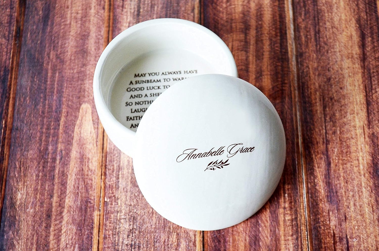 Personalized Round Keepsake Box with Irish Blessing