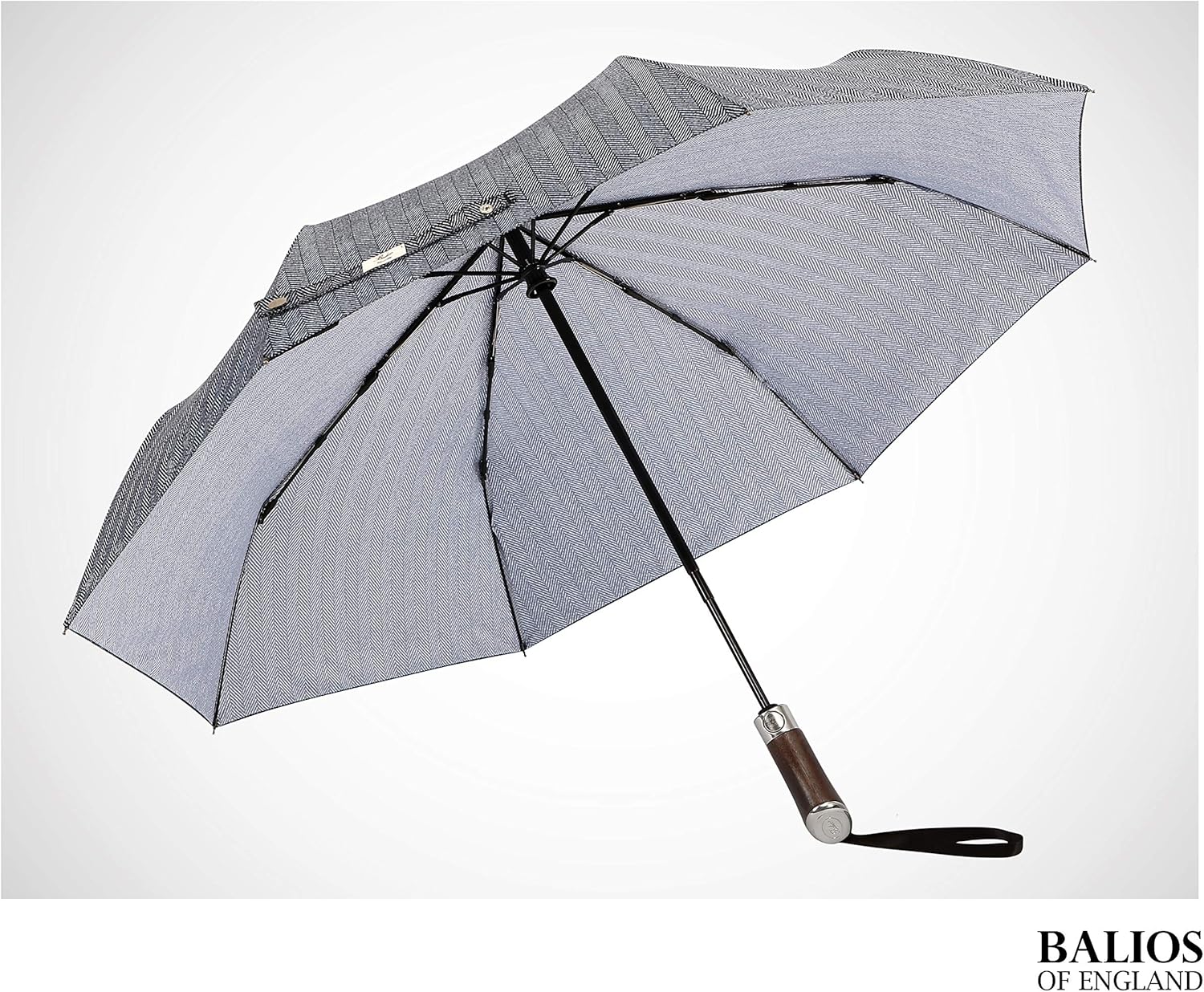 Balios Travel Umbrella Golden Hardwood Handle Auto Open Close