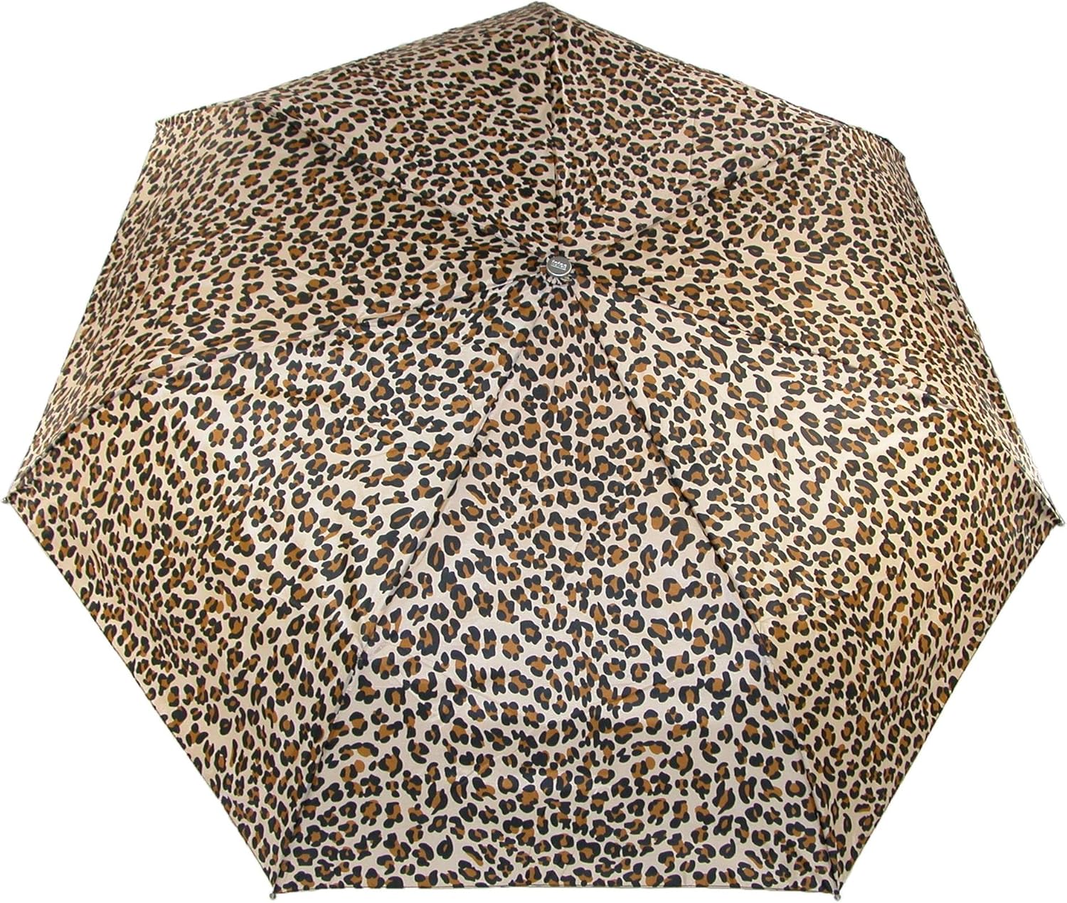 Totes Automatic Foldable Water-Resistant Umbrella with Sun Protection Leopard Spot