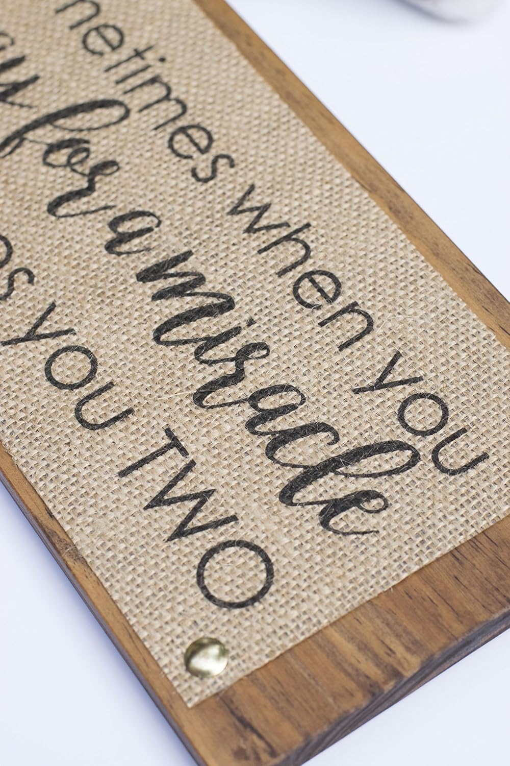 5x12 Twin Announcement Burlap Wood Plaque