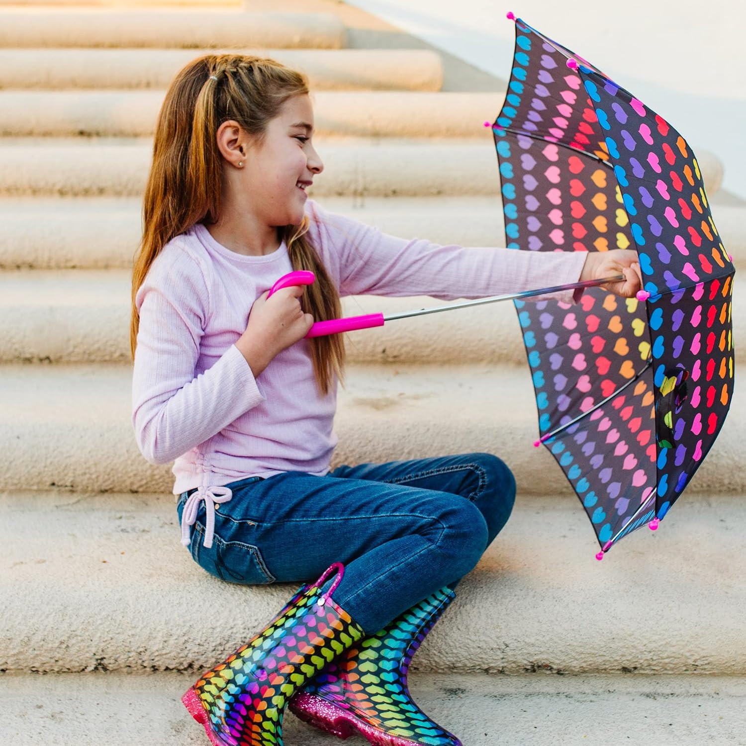 Wildkin Kids Umbrella with Rainbow Patterns