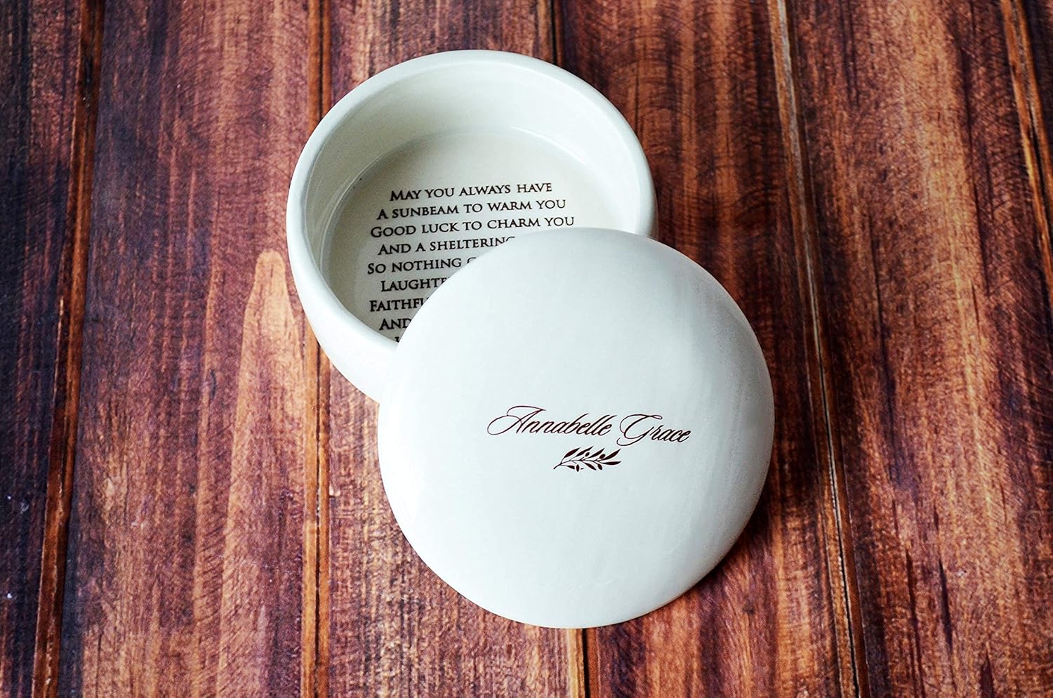 Personalized Round Keepsake Box with Irish Blessing