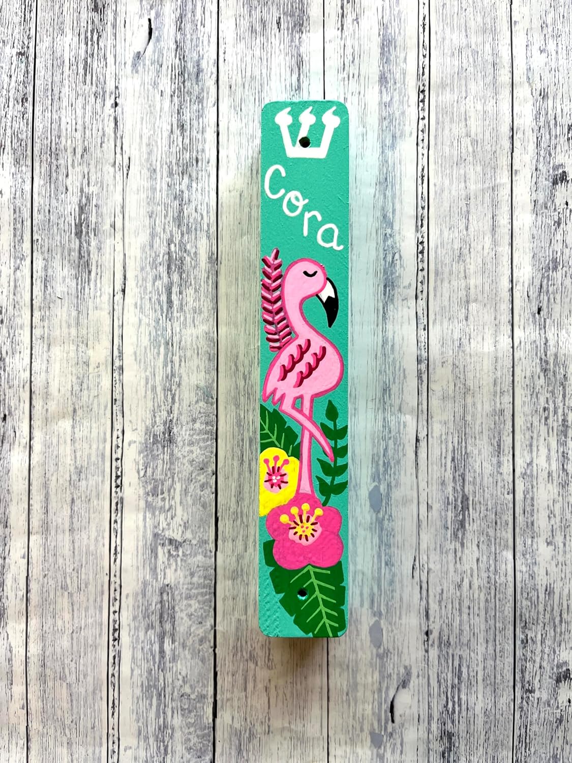 Lea Joelle Flamingo Mezuzah with Name 1